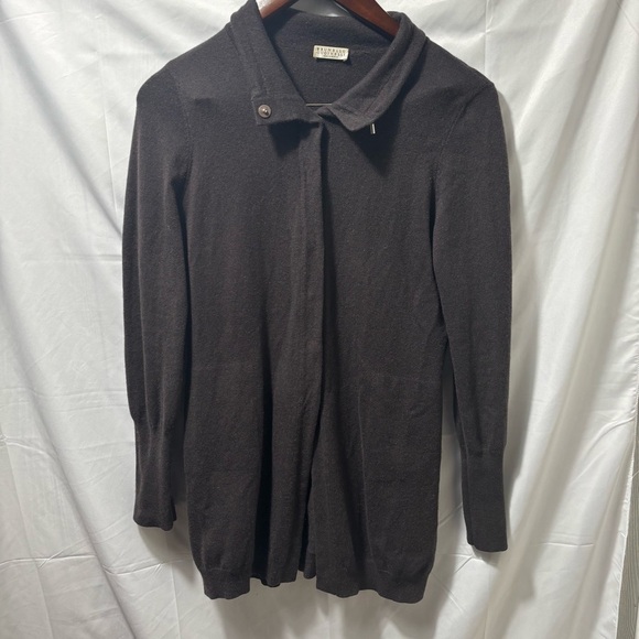 VTG Brunello Cucinelli Brown Cashmere Hidden Button Front Cardigan Sweater - Picture 1 of 5